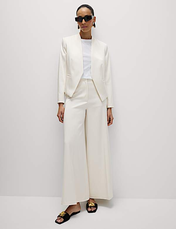 Satin Collarless Blazer