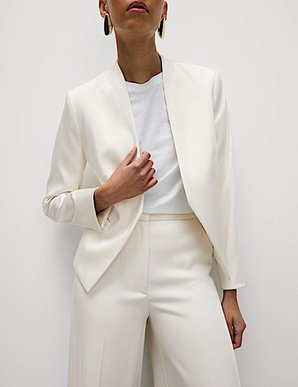 Satin Collarless Blazer