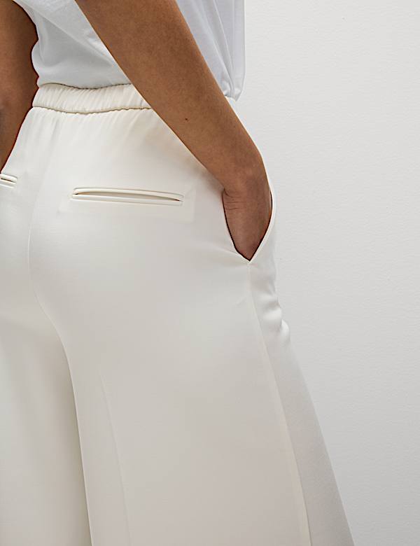 Satin Elasticated Waist Palazzo Trousers - RO
