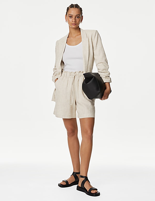 Linen Blend High Waisted Shorts