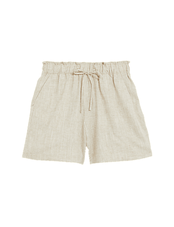 Linen Blend High Waisted Shorts