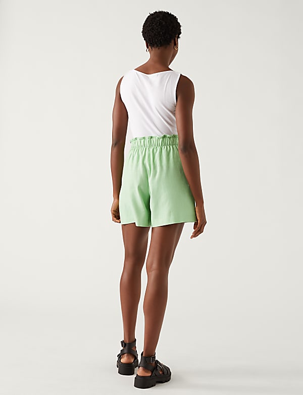 Linen Blend High Waisted Shorts