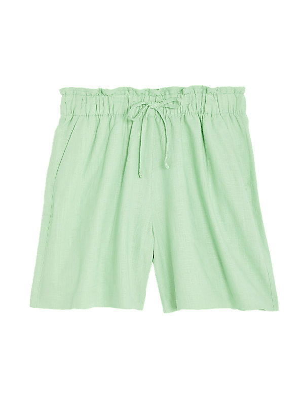 Linen Blend High Waisted Shorts