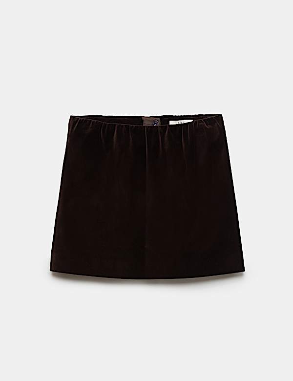 Cotton Velvet Mini A Line Skirt - JP