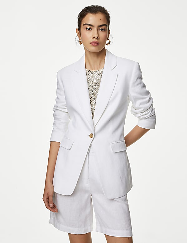Linen Rich Single Breasted Blazer SOFT WHITE Blazers M S JE