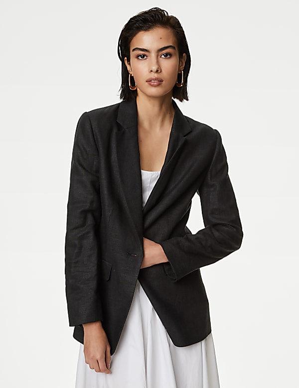 Linen Rich Single Breasted Blazer - DK