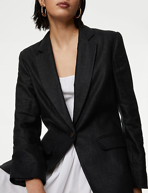 Linen Rich Single Breasted Blazer - HR