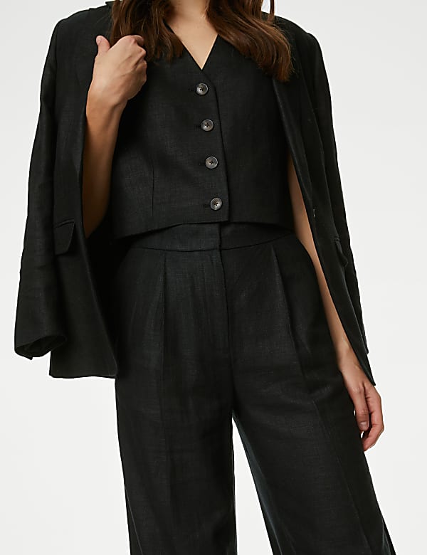 Linen Rich Pleated Wide Leg Trousers - CA