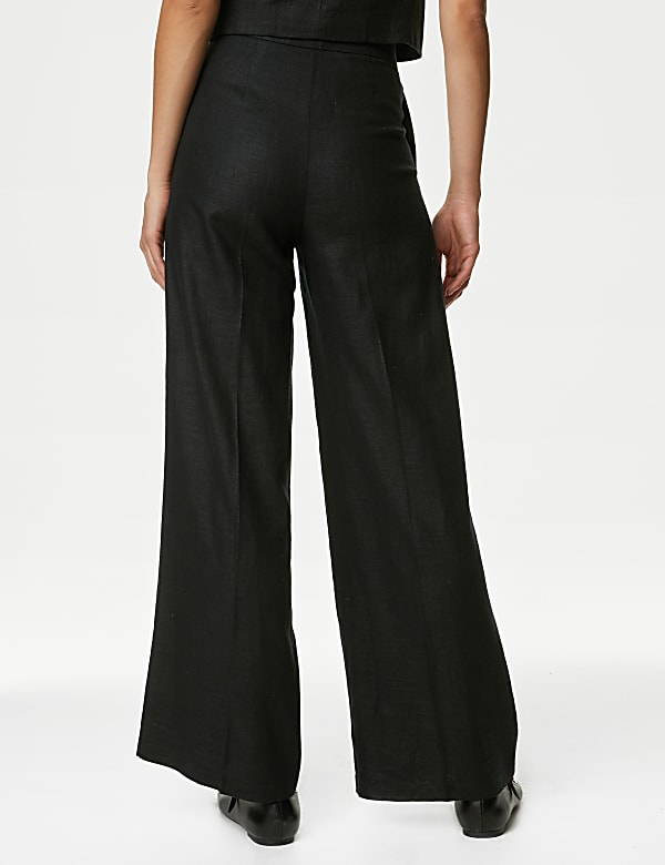 Linen Rich Pleated Wide Leg Trousers - CA