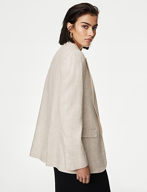 Linen Blend Relaxed Single Breasted Blazer
