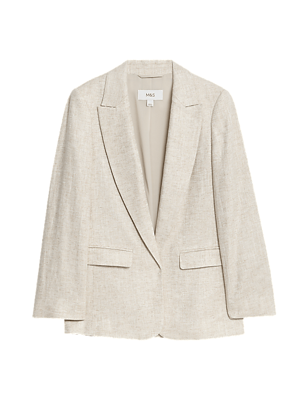 Linen Blend Relaxed Single Breasted Blazer