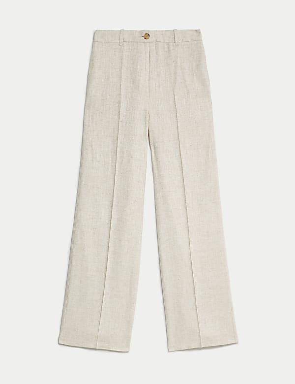 Linen Blend Wide Leg Trousers - NL