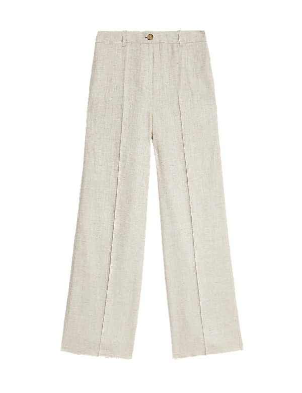 Linen Blend Wide Leg Trousers