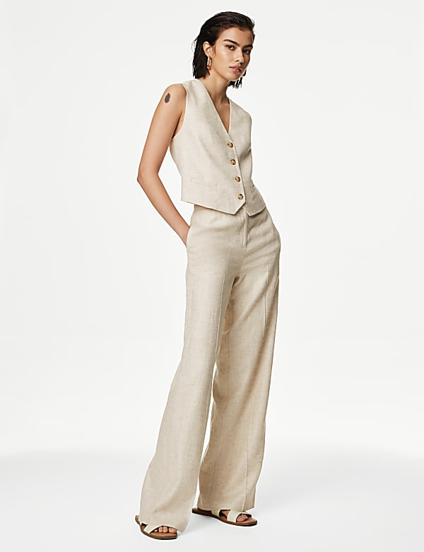 Linen Blend Tailored Waistcoat