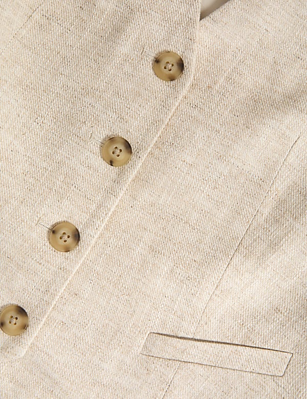 Linen Blend Tailored Waistcoat