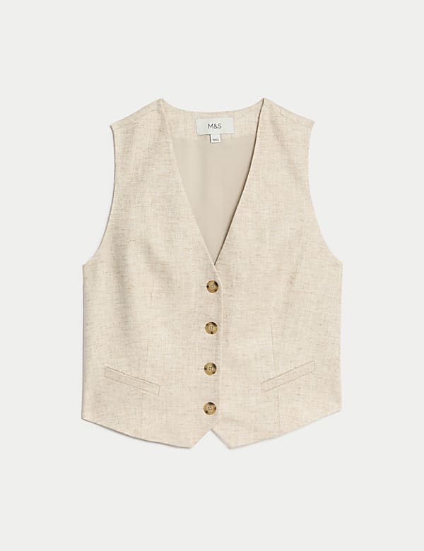 Linen Blend Tailored Waistcoat - NL