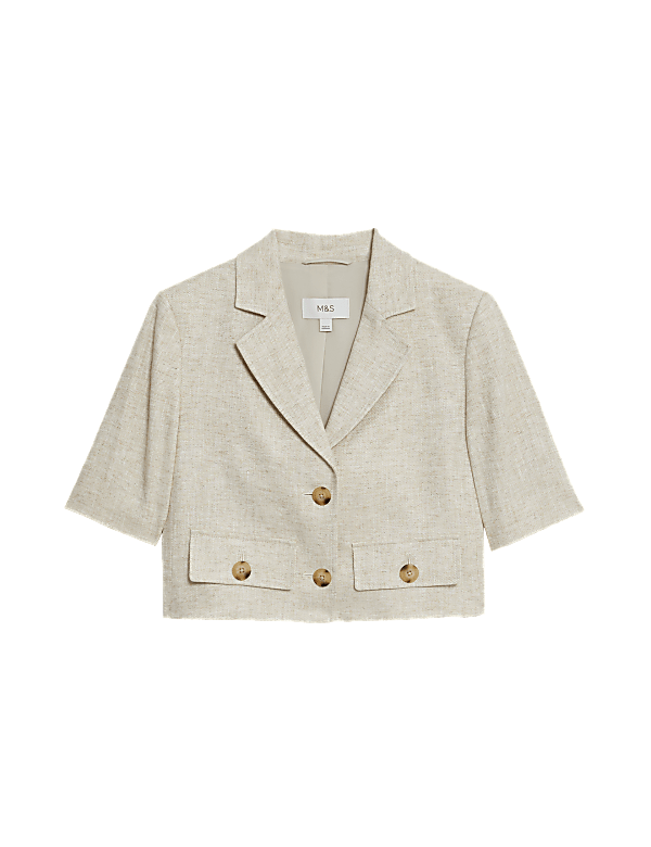 Buy Linen Blend Short Sleeve Cropped Blazer at Marks Spencer