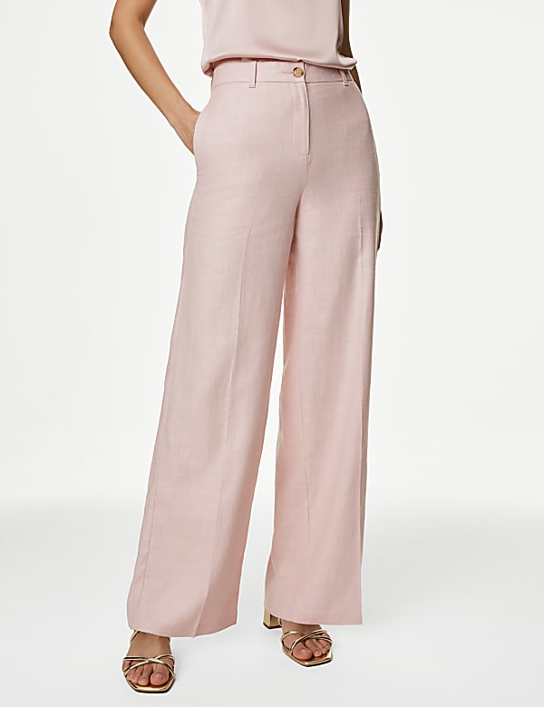 Linen Rich Wide Leg Trousers