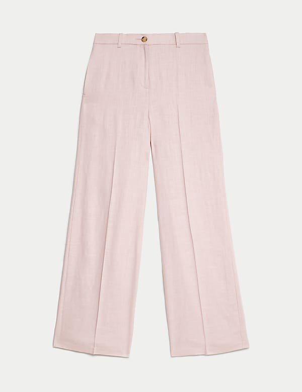 Linen Rich Wide Leg Trousers - CZ