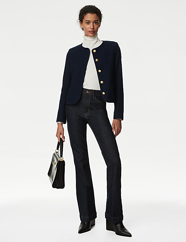 Buy Pure Cotton Tweed Collarless Short Jacket at Marks & Spencer