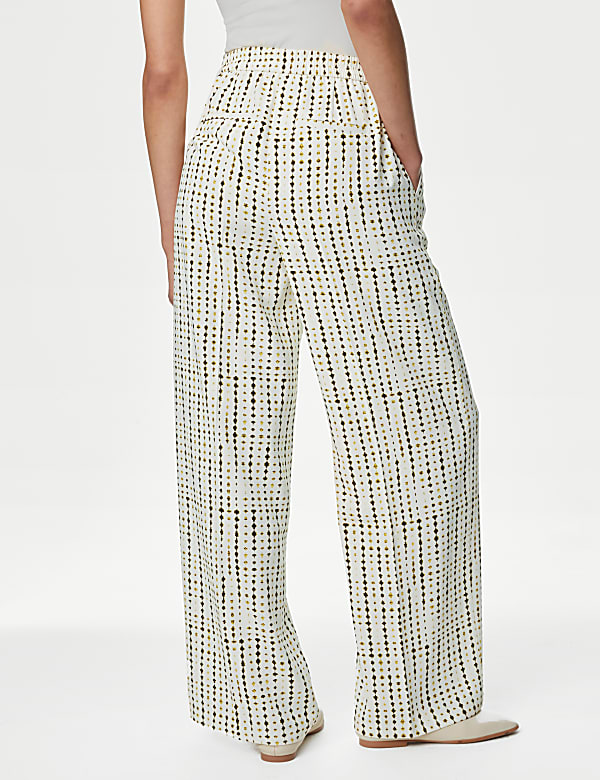 Printed Elasticated Waist Wide Leg Trousers