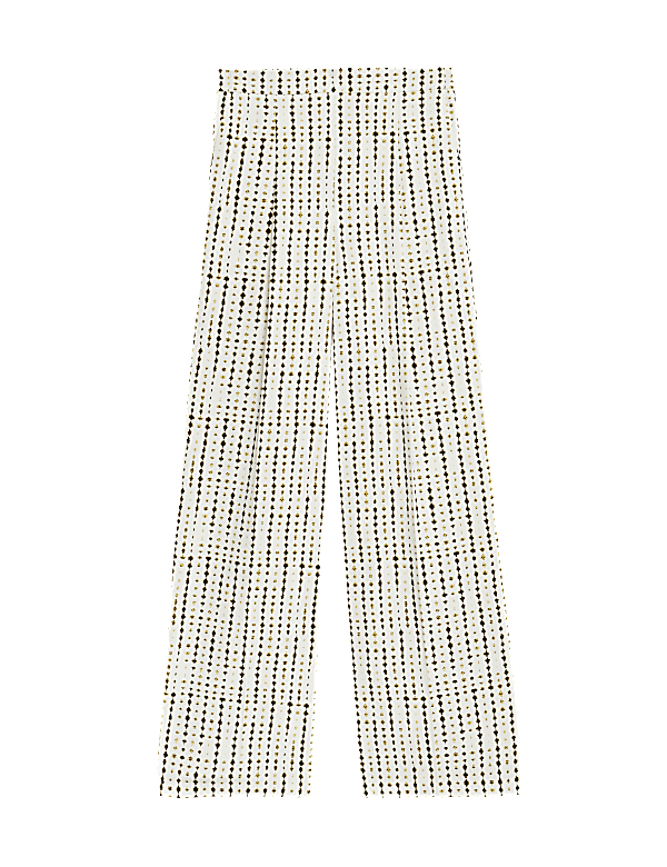 Printed Elasticated Waist Wide Leg Trousers