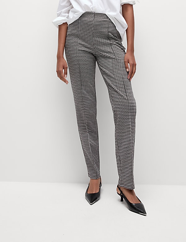 Twill Checked Straight Leg Trousers