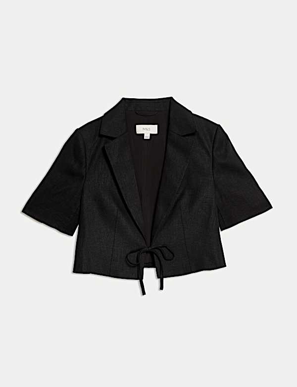 Linen Twill Rich Cropped Short Sleeve Jacket - AL