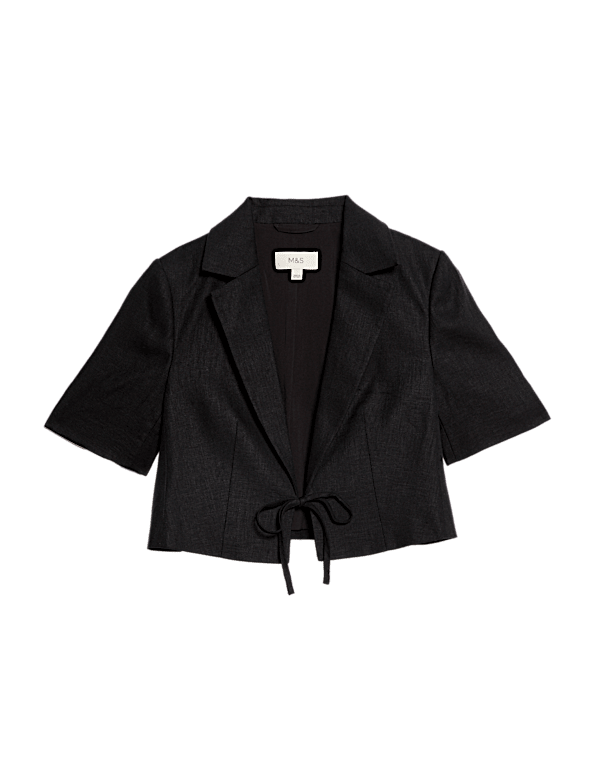 Linen Twill Rich Cropped Short Sleeve Jacket