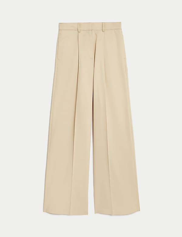 Lyocell Rich Pleat Front Wide Leg Trousers - CY