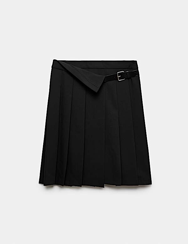 Pleated Wrap Kilt Skirt - US