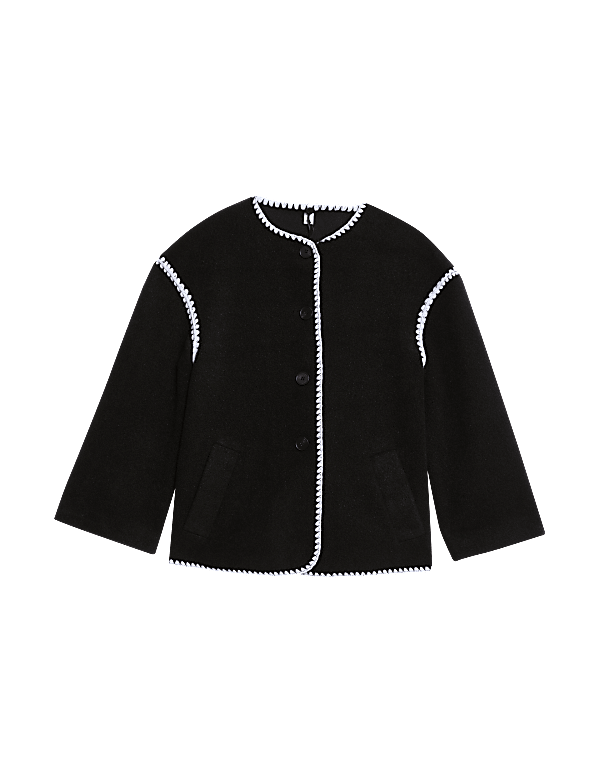 Textured Detachable Scarf Wrap Coat