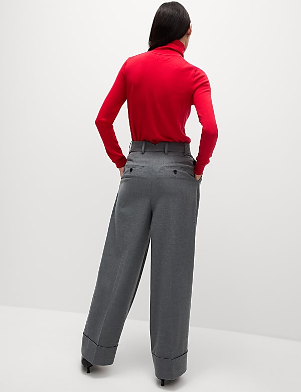Flannel Wide Leg Trousers