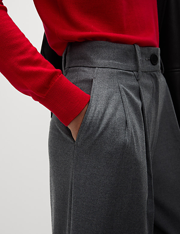 Flannel Wide Leg Trousers