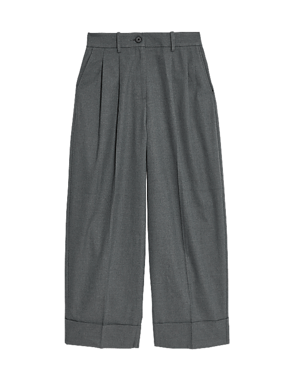 Flannel Wide Leg Trousers