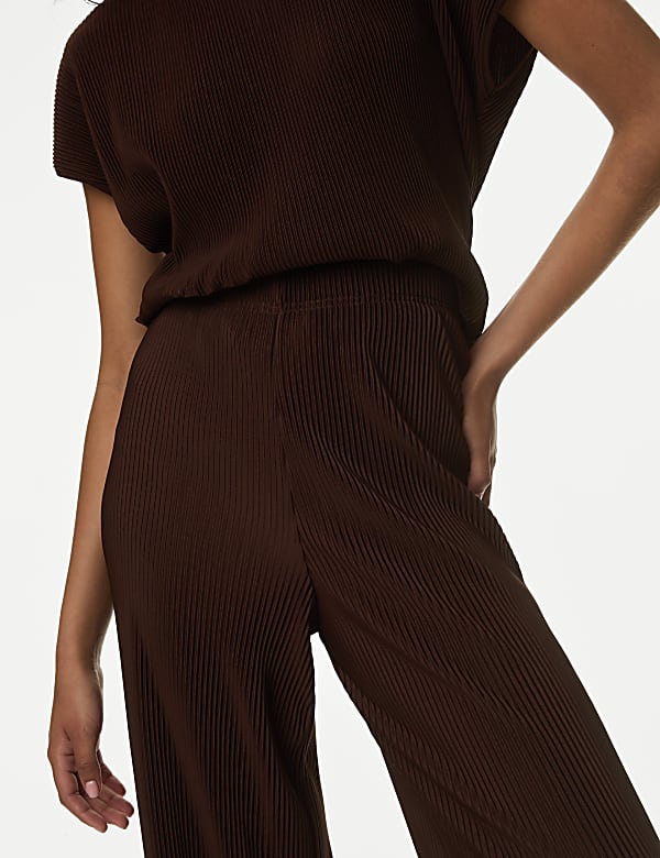 Plisse Wide Leg Trousers