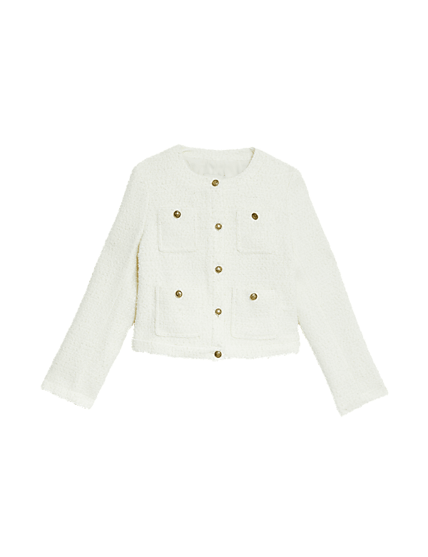 Tweed Textured Short Utility Jacket