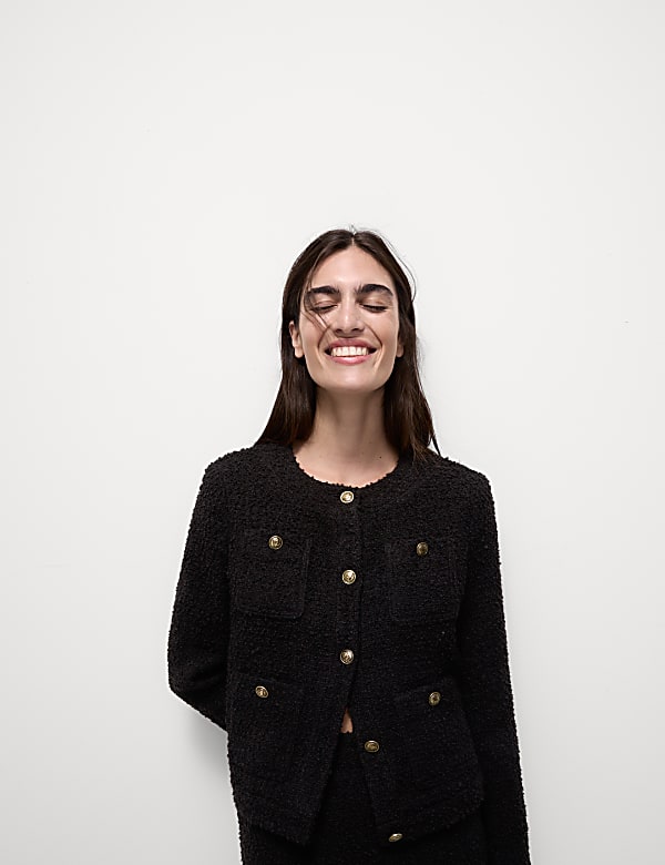 Tweed Textured Short Utility Jacket