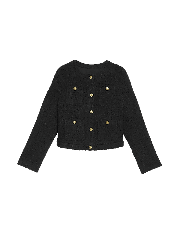 Tweed Textured Short Utility Jacket