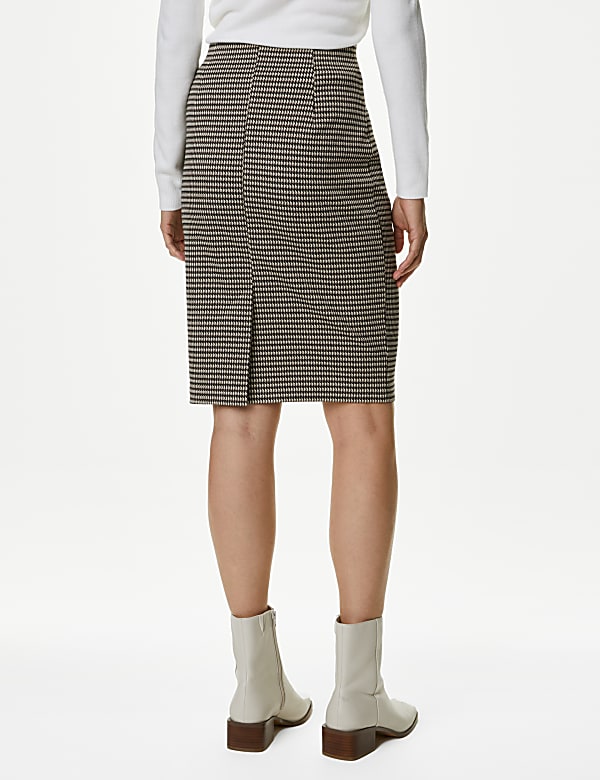 Jersey Checked Midi Pencil Skirt