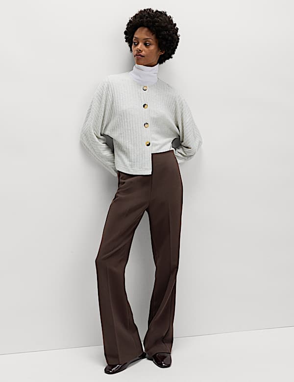 Slim Side Zip Flared Trousers