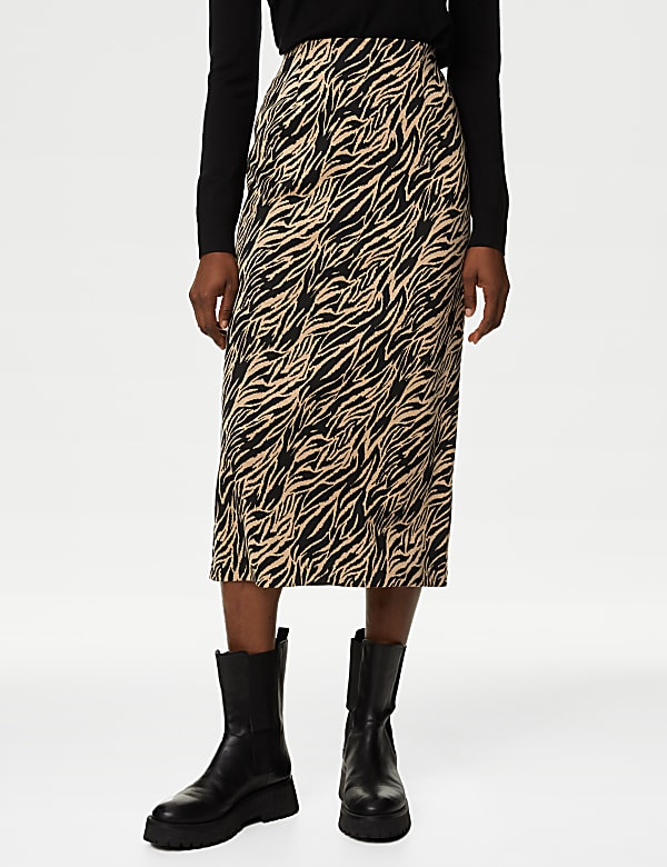 Jersey Animal Print Midaxi Pencil Skirt