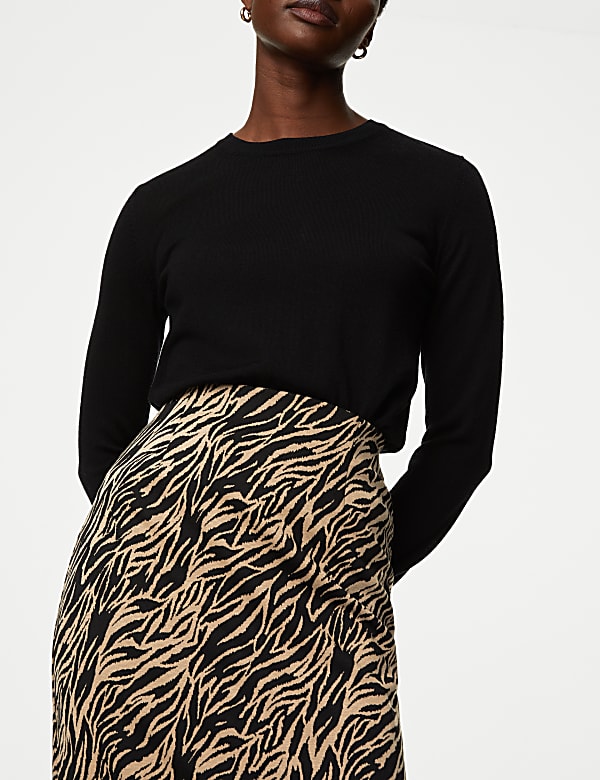 Jersey Animal Print Midaxi Pencil Skirt