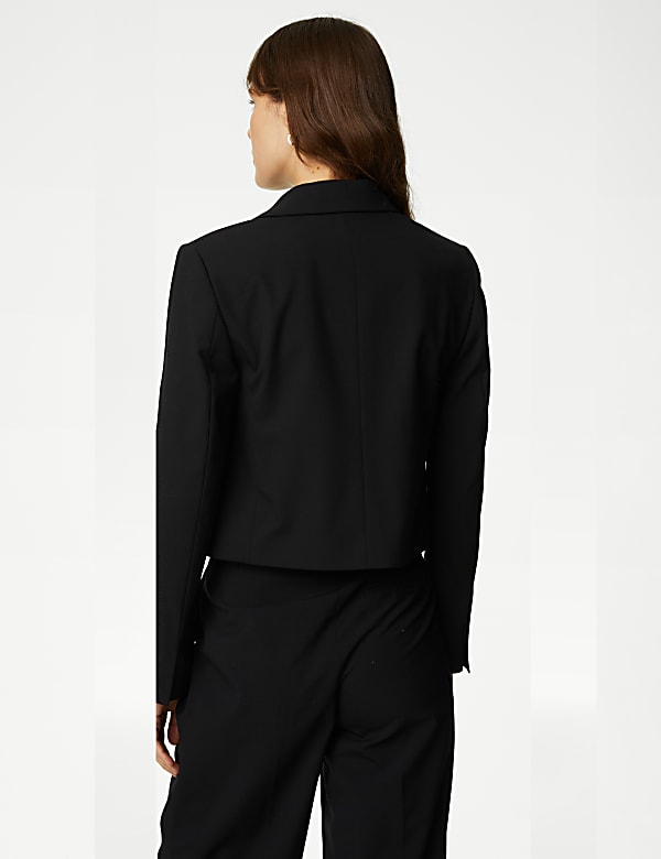 Wool Blend Tailored Cropped Blazer
