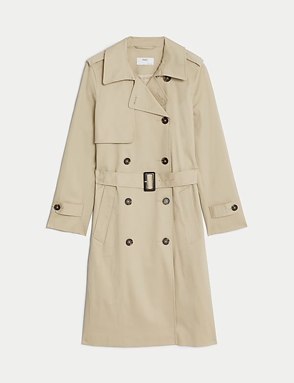 Petite Cotton Rich Double Breasted Trench Coat - CA