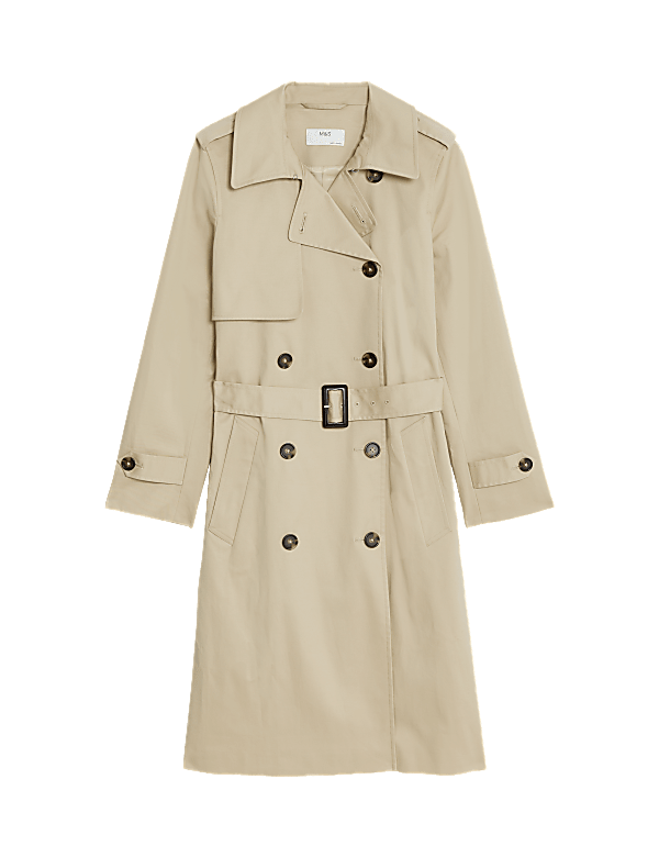 Petite Cotton Rich Double Breasted Trench Coat