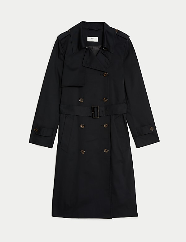 Petite Cotton Rich Double Breasted Trench Coat - IS