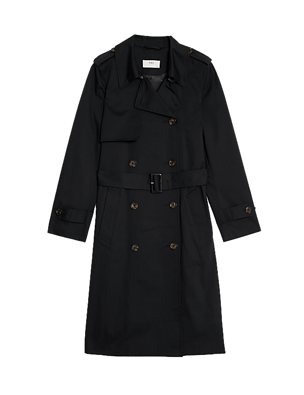 Petite Cotton Rich Double Breasted Trench Coat