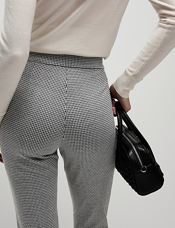 Jersey Checked Slim Fit Ankle Grazer Trousers