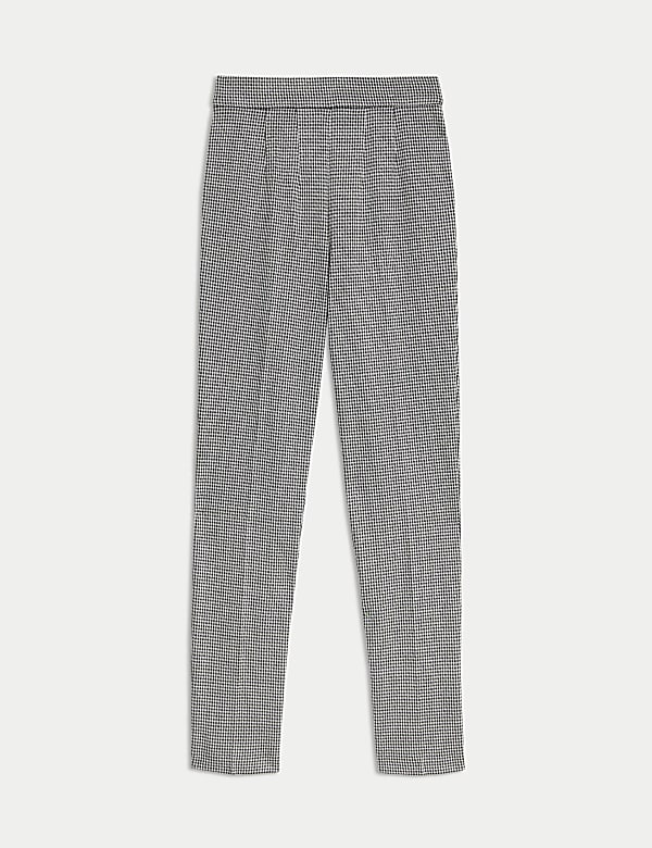 Jersey Checked Slim Fit Ankle Grazer Trousers - BE